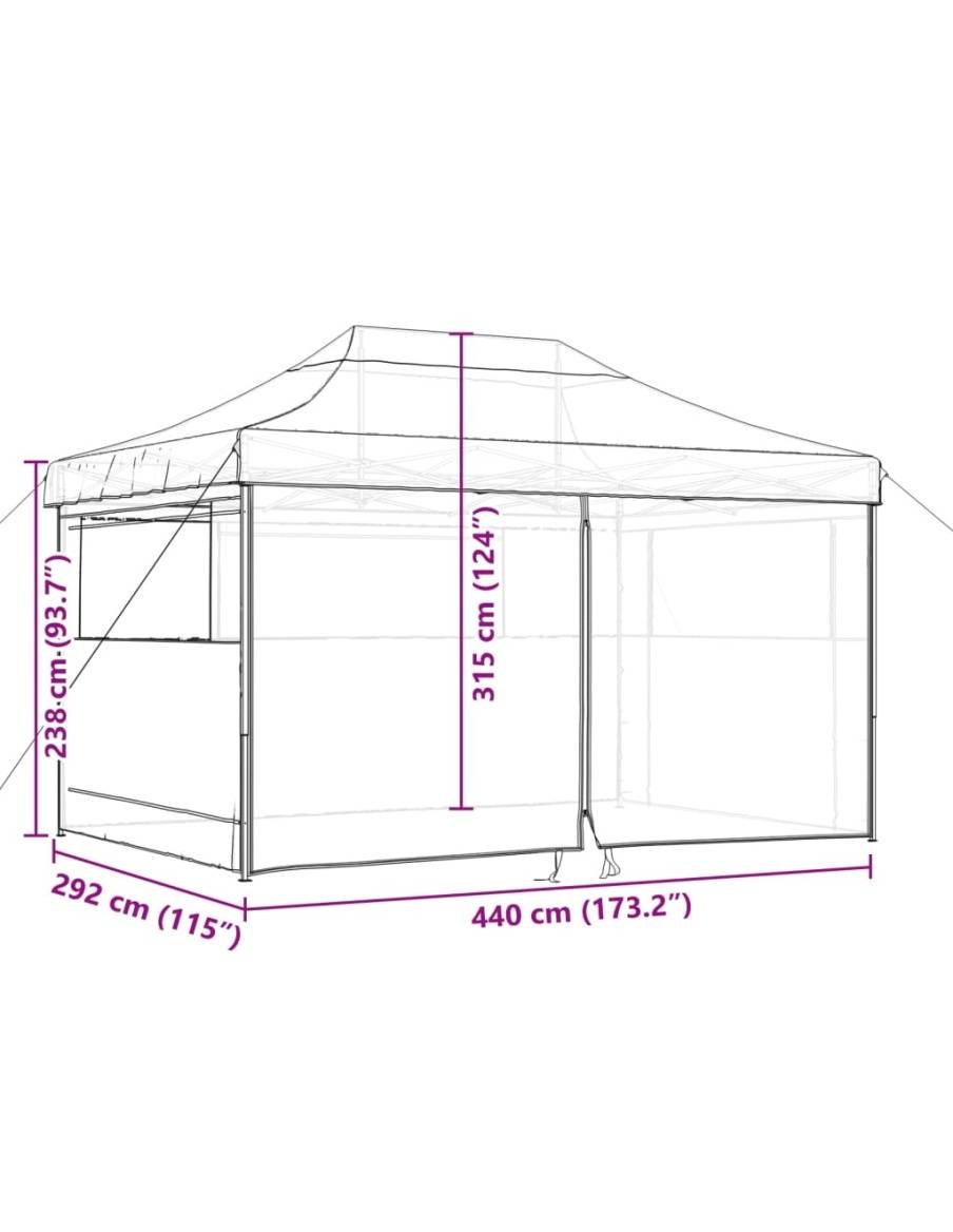 Сгъваема парти шатра pop-up с 4 странични стени черна