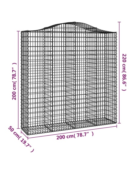 Дъговидна габионна кошница 200x50x200/220 см поцинковано желязо