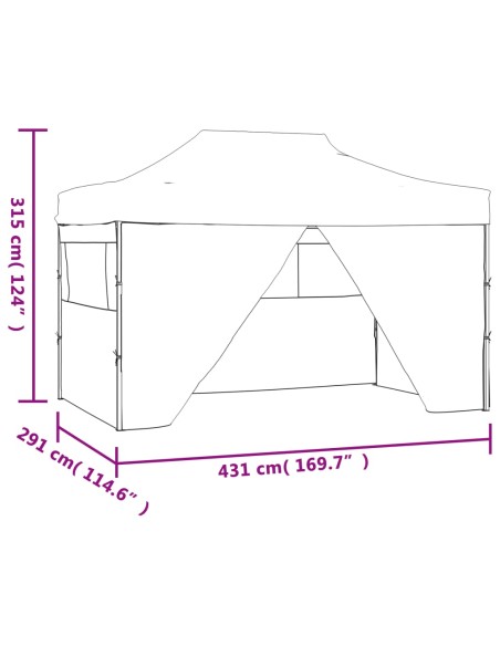 Сгъваема парти шатра с 4 странични стени, 3x4,5 м, бяла