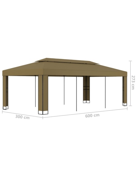 Шатра с двоен покрив, 3x6 м, таупе, 180 г/м²