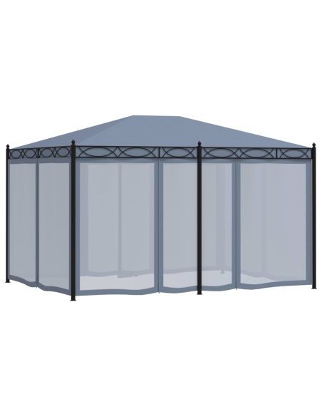 Шатра с мрежести прозорци, 3x4 м, антрацит, стомана