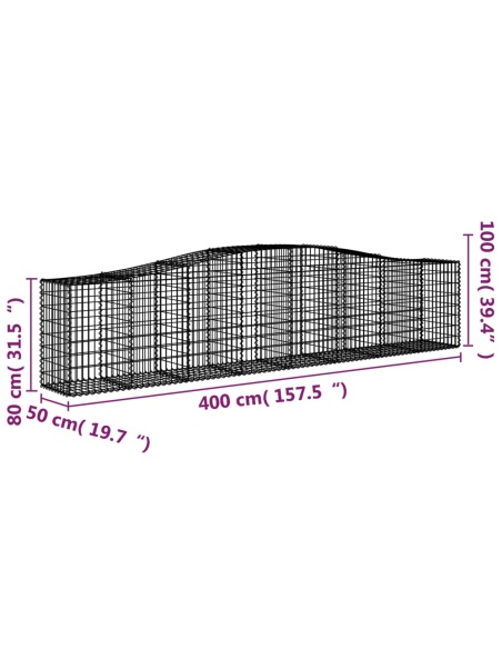 Дъговидна габионна кошница 400x50x80/100 см поцинковано желязо