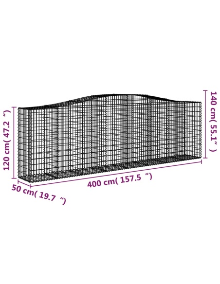 Дъговидна габионна кошница 400x50x120/140 см поцинковано желязо