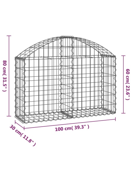 Дъговидна габионна кошница 100x30x60/80 см поцинковано желязо