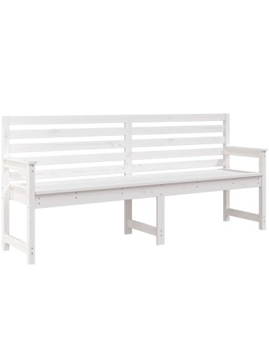 Градинска пейка, бяла, 203,5x48x91,5 см, борово дърво масив