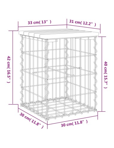 Градинска пейка дизайн габион 33x31x42 см дугласко дърво масив