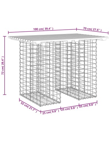 Градинска пейка с габионен дизайн 100x70x72 см импрегниран бор