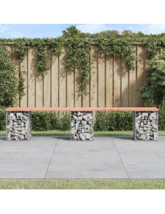 Градинска пейка дизайн габион 203x31x42 см дугласко дърво масив