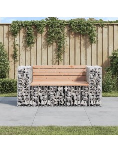 Градинска пейка габион 143x71x65,5 см дугласко дърво масив