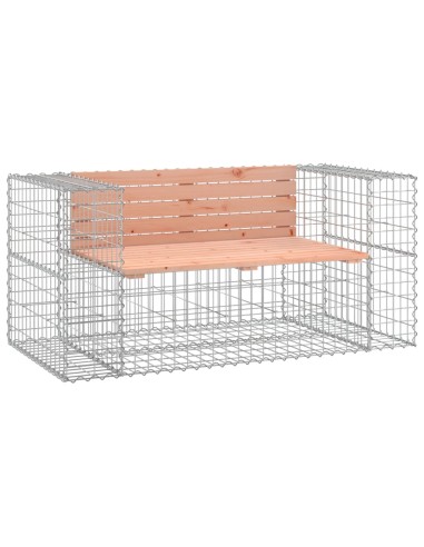 Градинска пейка габион 143x71x65,5 см дугласко дърво масив