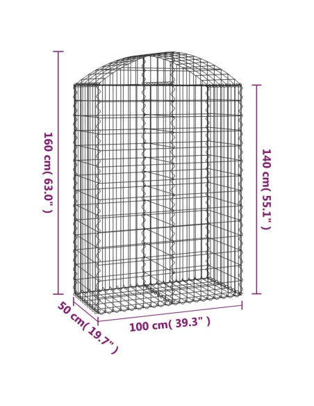 Дъговидна габионна кошница 100x50x140/160 см поцинковано желязо