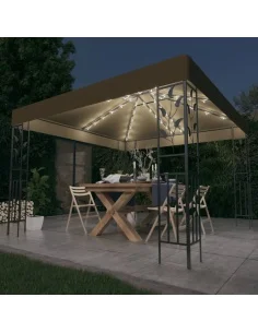Шатра с LED светещи стрингове, 3х3 м, таупе