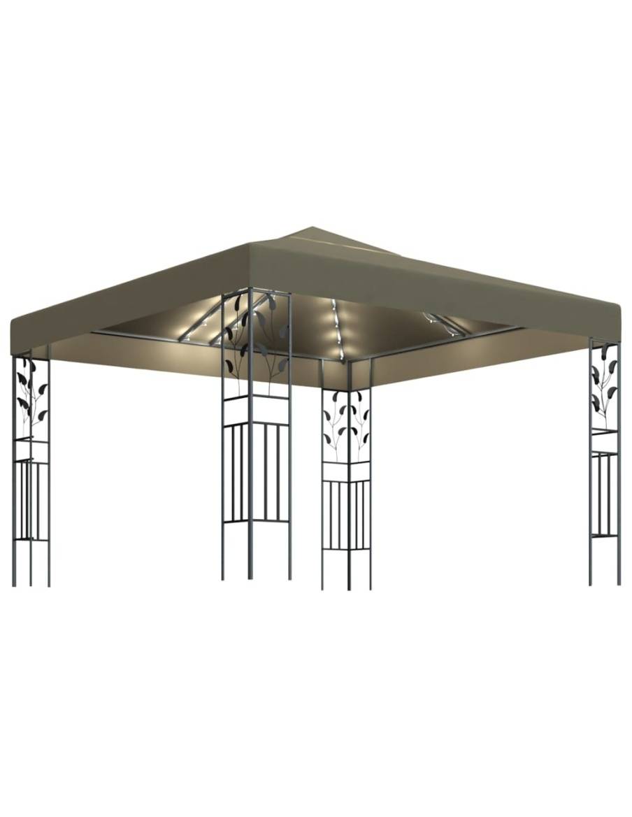 Шатра с LED светещи стрингове, 3х3 м, таупе