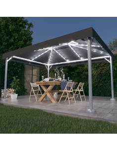 Шатра с LED светещи стрингове, 400x300 см, антрацит, алуминий