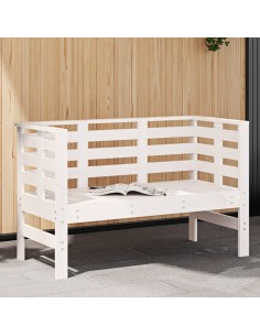 Градинска пейка, бяла, 111,5x53x71 см, борово дърво масив