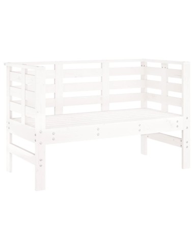 Градинска пейка, бяла, 111,5x53x71 см, борово дърво масив