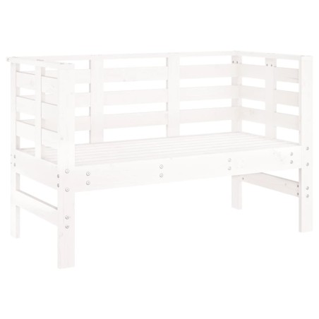 Градинска пейка, бяла, 111,5x53x71 см, борово дърво масив