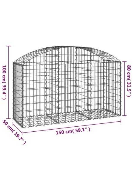 Дъговидна габионна кошница 150x50x80/100 см поцинковано желязо