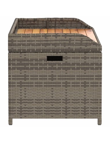 Пейка за съхранение сива 100x50x52 см полиратан и акация