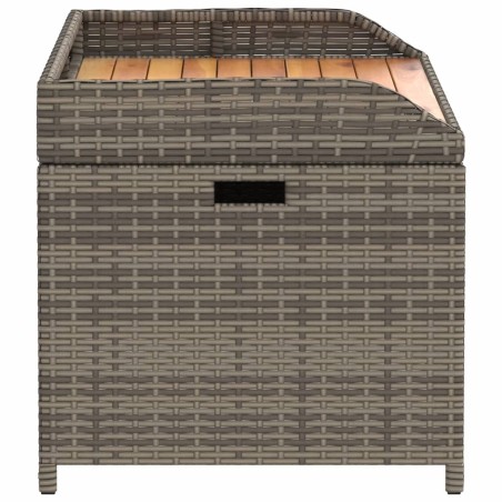 Пейка за съхранение сива 100x50x52 см полиратан и акация