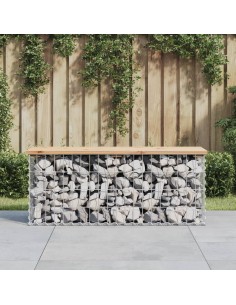Градинска пейка дизайн габион 103x31,5x42 см борово дърво масив