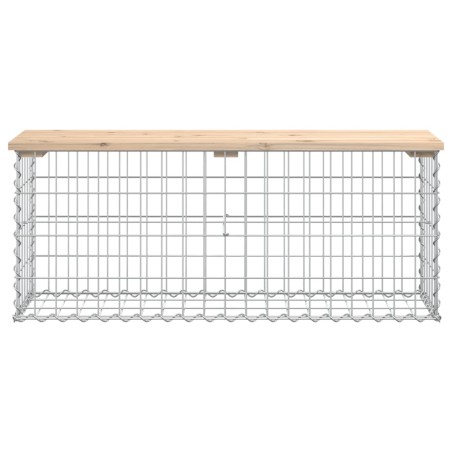 Градинска пейка дизайн габион 103x31,5x42 см борово дърво масив