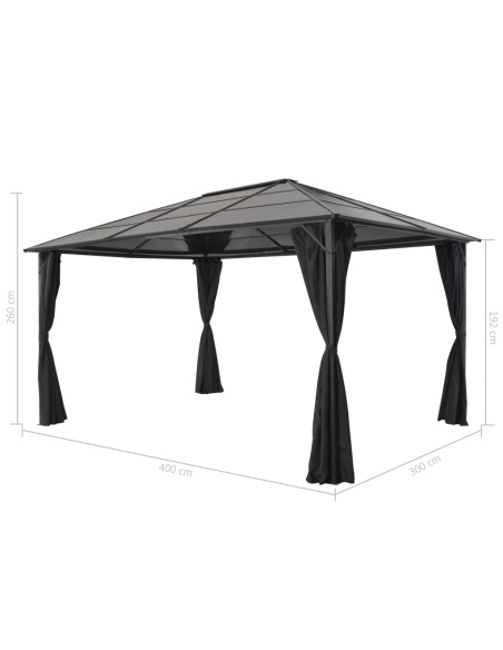 Шатра с пердета, алуминий, 4x3x2,6 м, черна