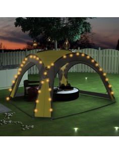 Парти шатра с LED и 4 стени, 3,6x3,6x2,3 м, зелена