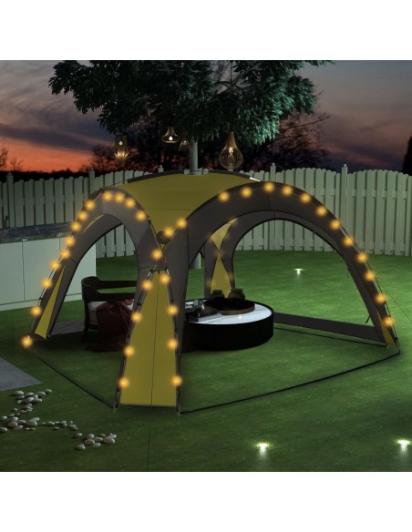 Парти шатра с LED и 4 стени, 3,6x3,6x2,3 м, зелена
