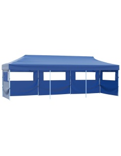 Сгъваема шатра с 5 странични стени, 3x9 м, синя