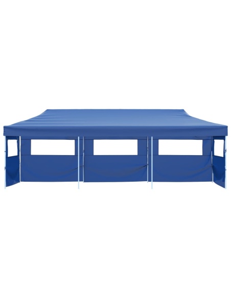 Сгъваема шатра с 5 странични стени, 3x9 м, синя