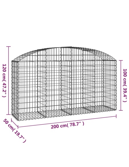 Дъговидна габионна кошница 200x50x100/120 см поцинковано желязо