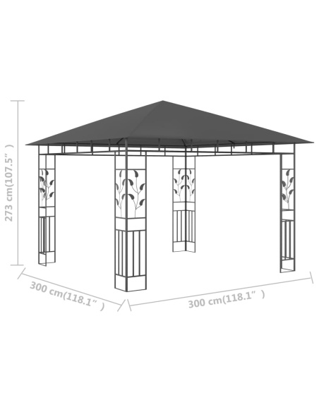 Шатра с мрежа против комари, 3x3x2,73 м, антрацит, 180 г/м²