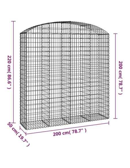 Дъговидна габионна кошница 200x50x200/220 см поцинковано желязо