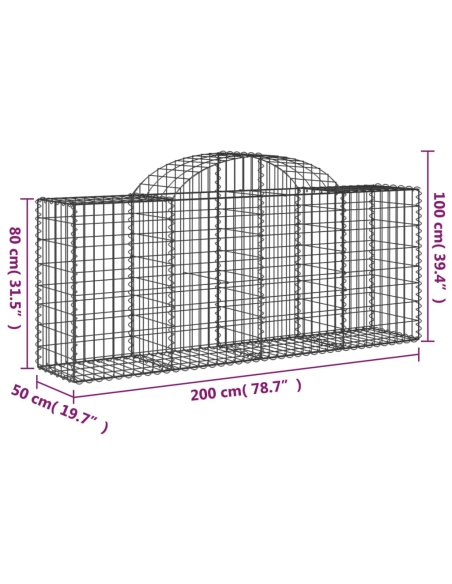 Дъговидна габионна кошница 200x50x80/100 см поцинковано желязо