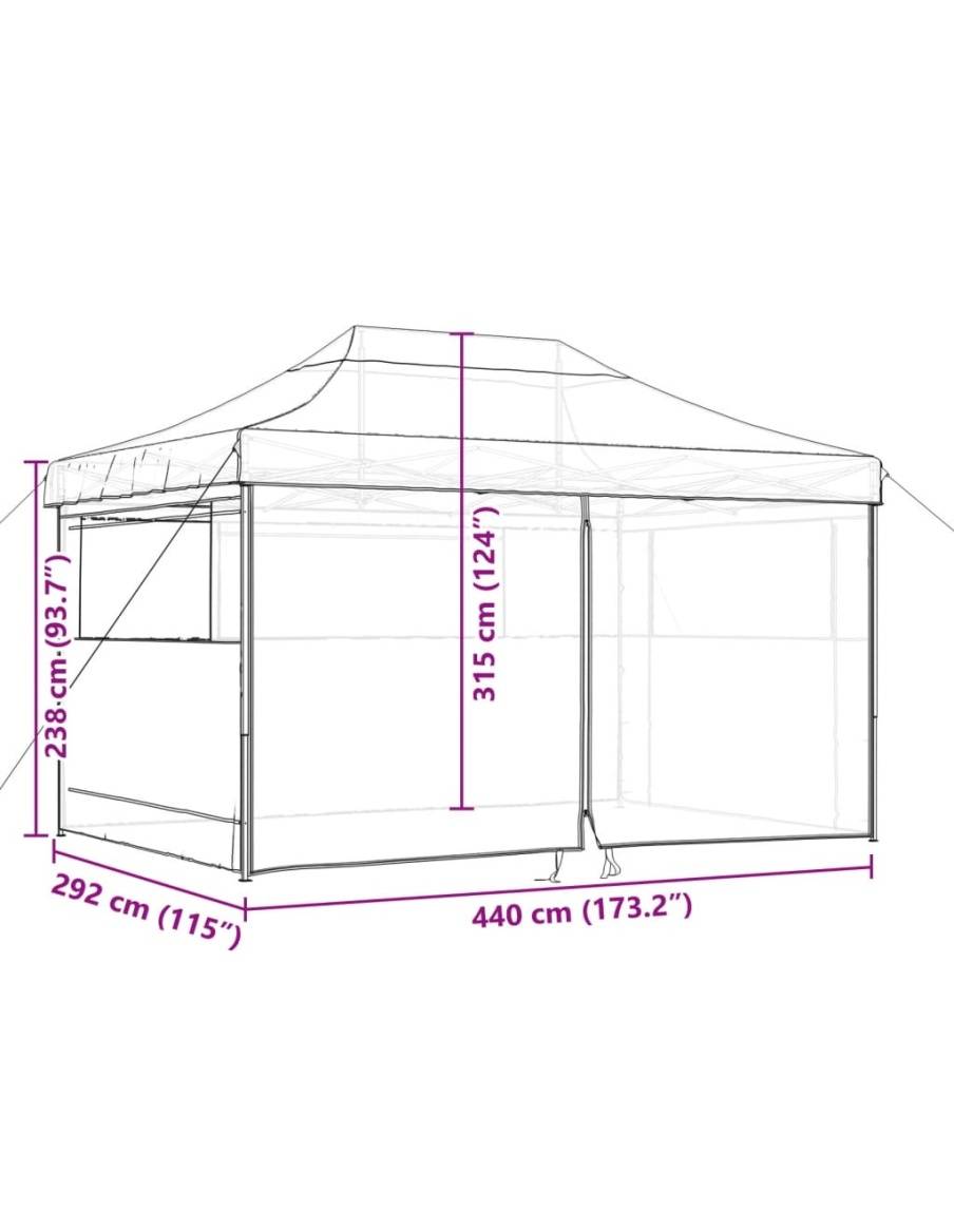Сгъваема парти шатра pop-up с 4 странични стени теракота
