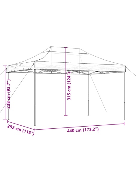 Сгъваема парти шатра, pop-up, зелена, 440x292x315 см