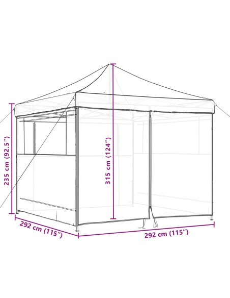Сгъваема парти шатра pop-up с 4 странични стени таупе