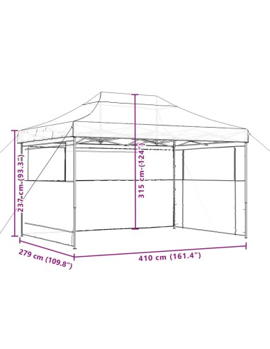 Сгъваема парти шатра pop-up с 3 странични стени бордо