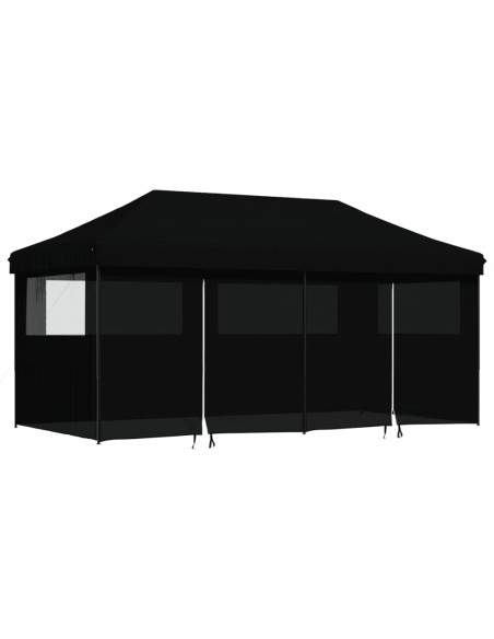 Сгъваема парти шатра pop-up с 4 странични стени черна