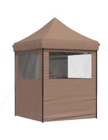 Сгъваема парти шатра pop-up с 4 странични стени кафява