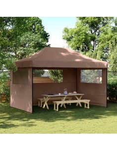 Сгъваема парти шатра pop-up с 3 странични стени кафява