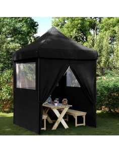 Сгъваема парти шатра pop-up с 4 странични стени черна