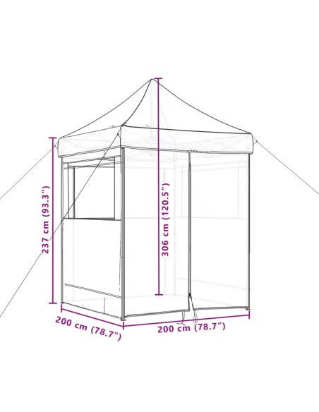 Сгъваема парти шатра pop-up с 4 странични стени черна