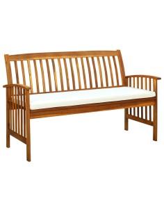 Градинска пейка с възглавница, 147 cм, акация масив