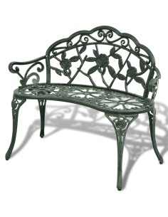 Градинска пейка, 100 см, лят алуминий, зелена