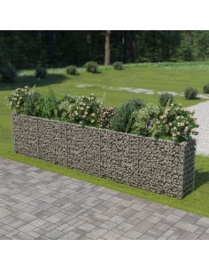 Габион повдигната леха, поцинкована стомана, 450x50x100 cм