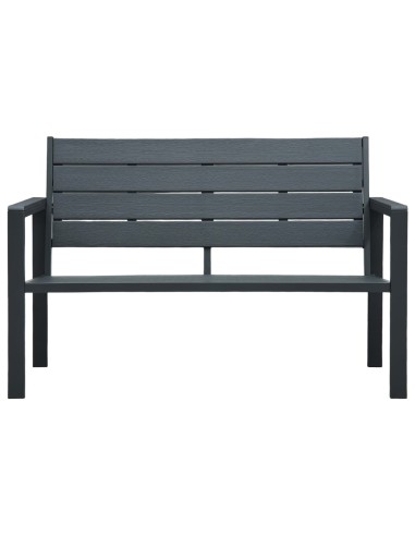 Градинска пейка, 120 cм, HDPE, сива, имитация на дърво