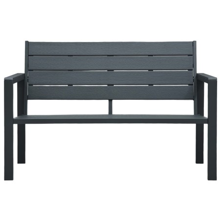 Градинска пейка, 120 cм, HDPE, сива, имитация на дърво