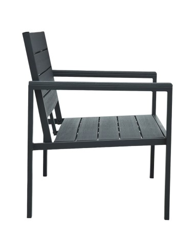 Градинска пейка, 120 cм, HDPE, сива, имитация на дърво